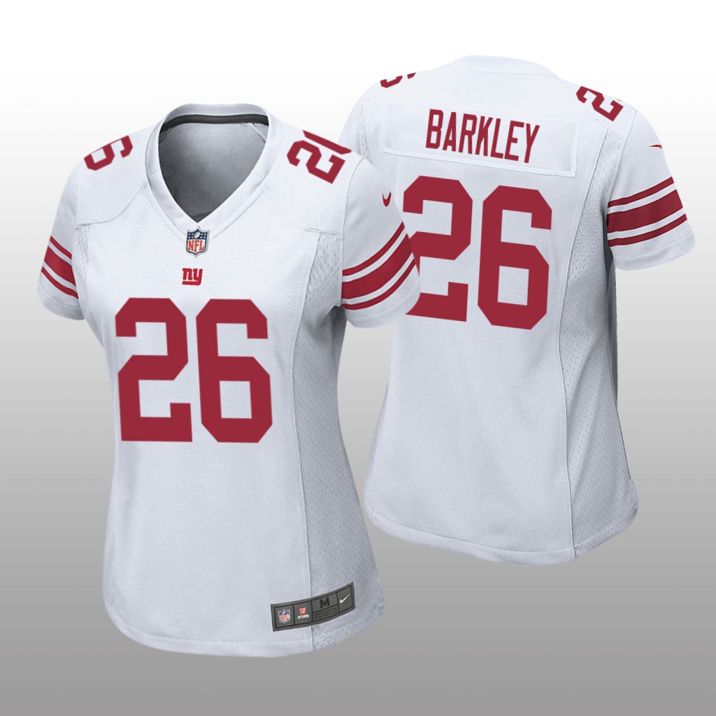 New York Giants #26 White Saquon Barkley Game Jersey - Women