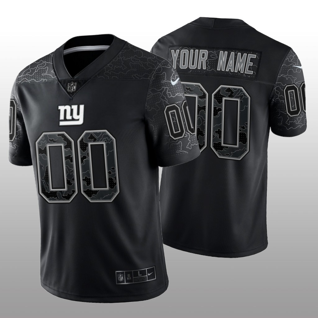New York Giants Custom Black Jersey Reflective Limited - Men's