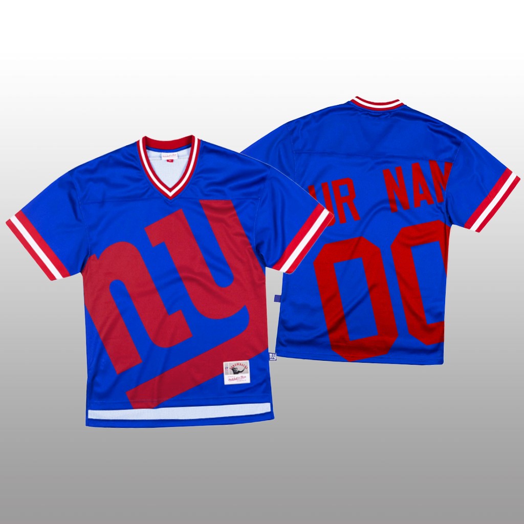 New York Giants Custom Mitchell & Ness Royal Jersey Big Face - Men's