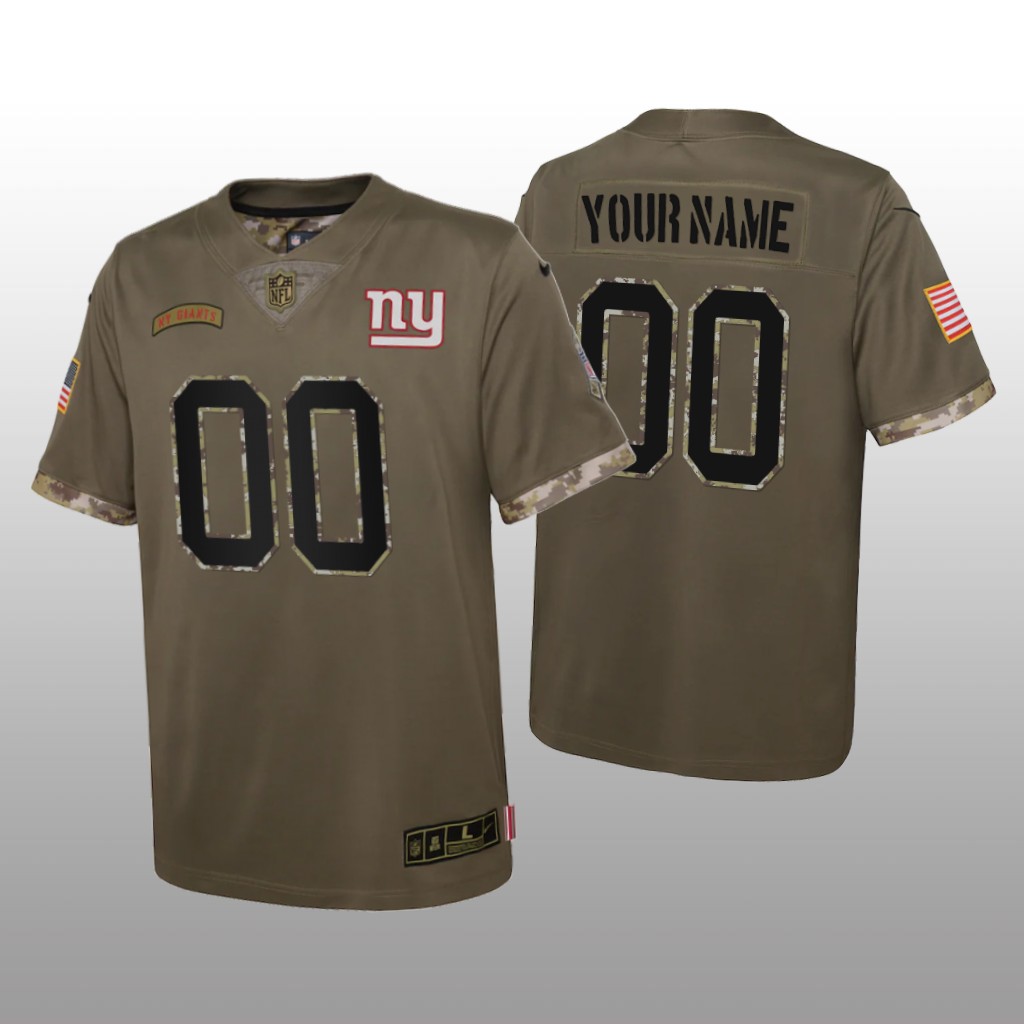 New York Giants Custom Olive Limited Jersey 2022 Salute To Service - Youth