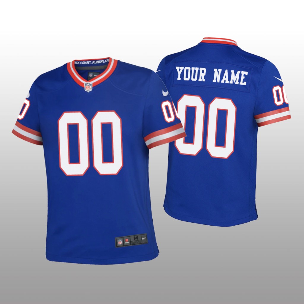 New York Giants Custom Royal Jersey Classic Game - Youth