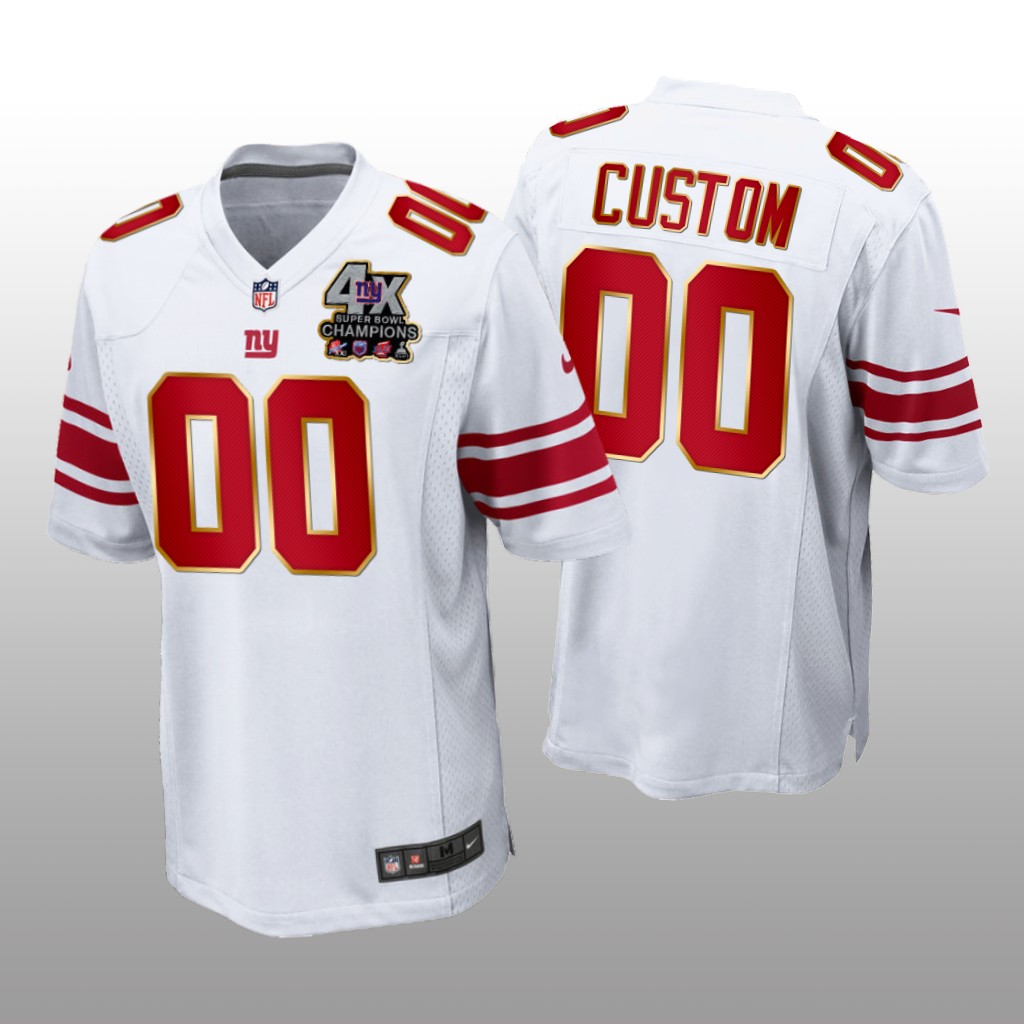 New York Giants Custom White Game 4X Super Bowl Champions Patch - Men's