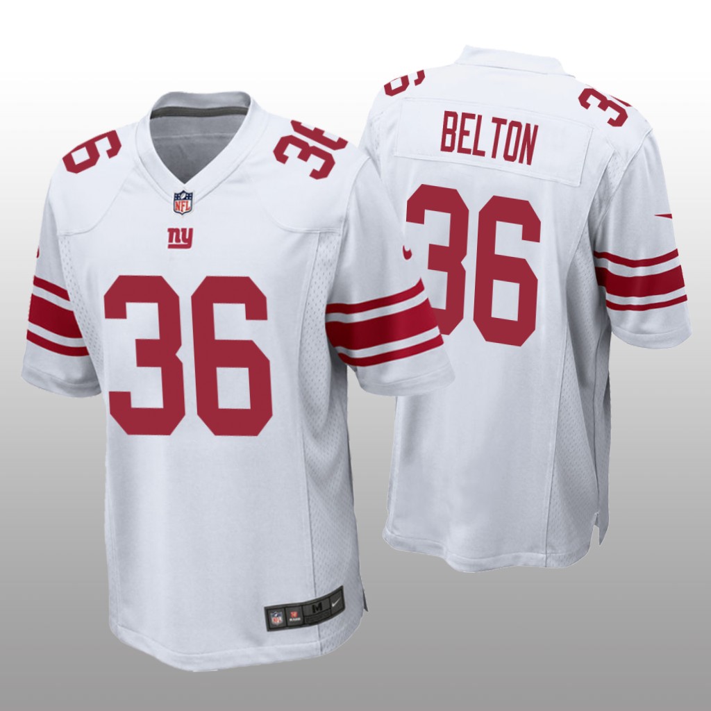 New York Giants Dane Belton White Jersey Game - Men's