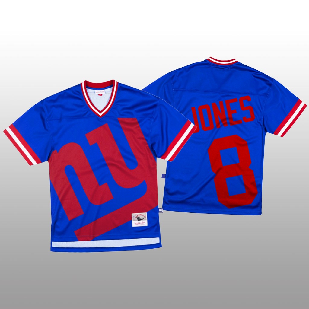 New York Giants Daniel Jones Mitchell & Ness Royal Jersey Big Face - Men's