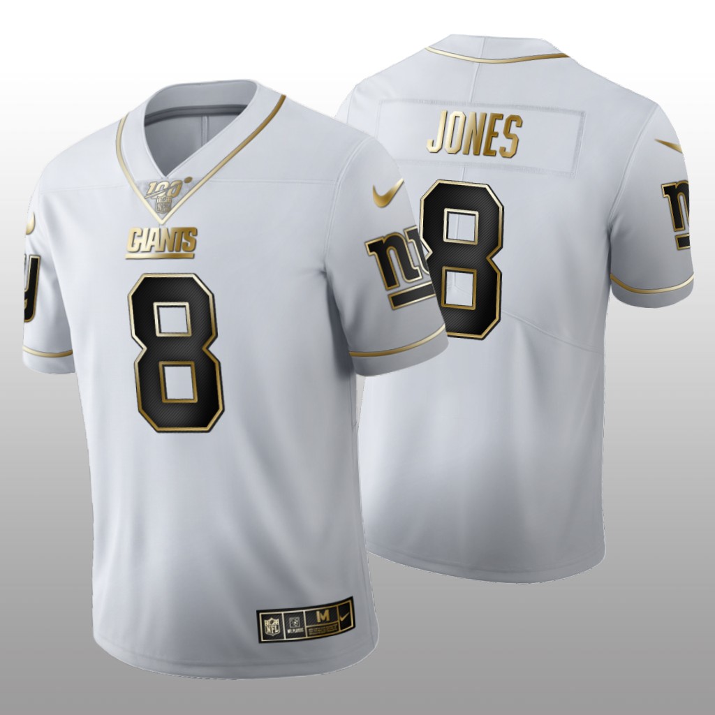 New York Giants Daniel Jones White Golden Edition Jersey 100th Season Men's