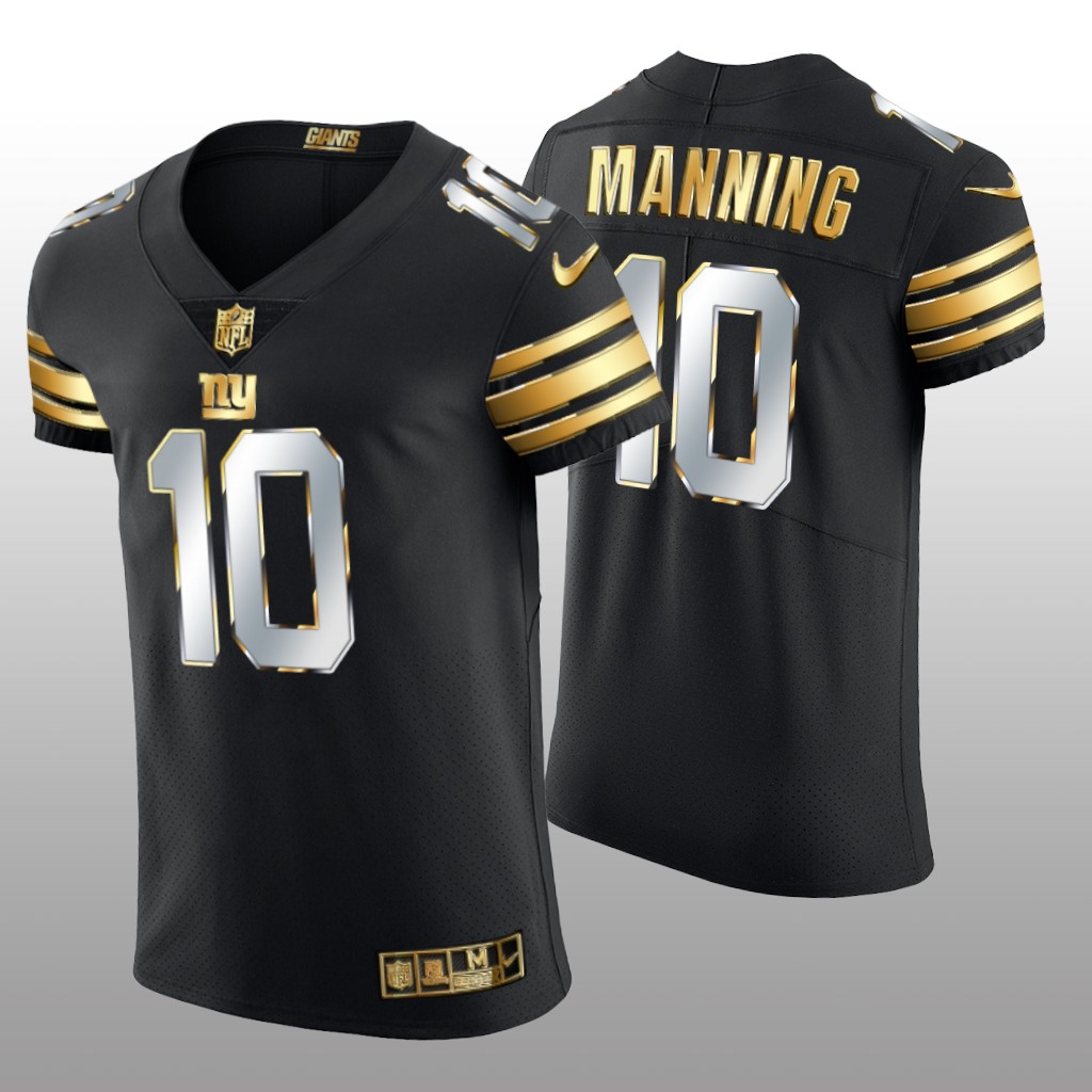 New York Giants Eli Manning Black Elite Jersey Golden Edition Men's