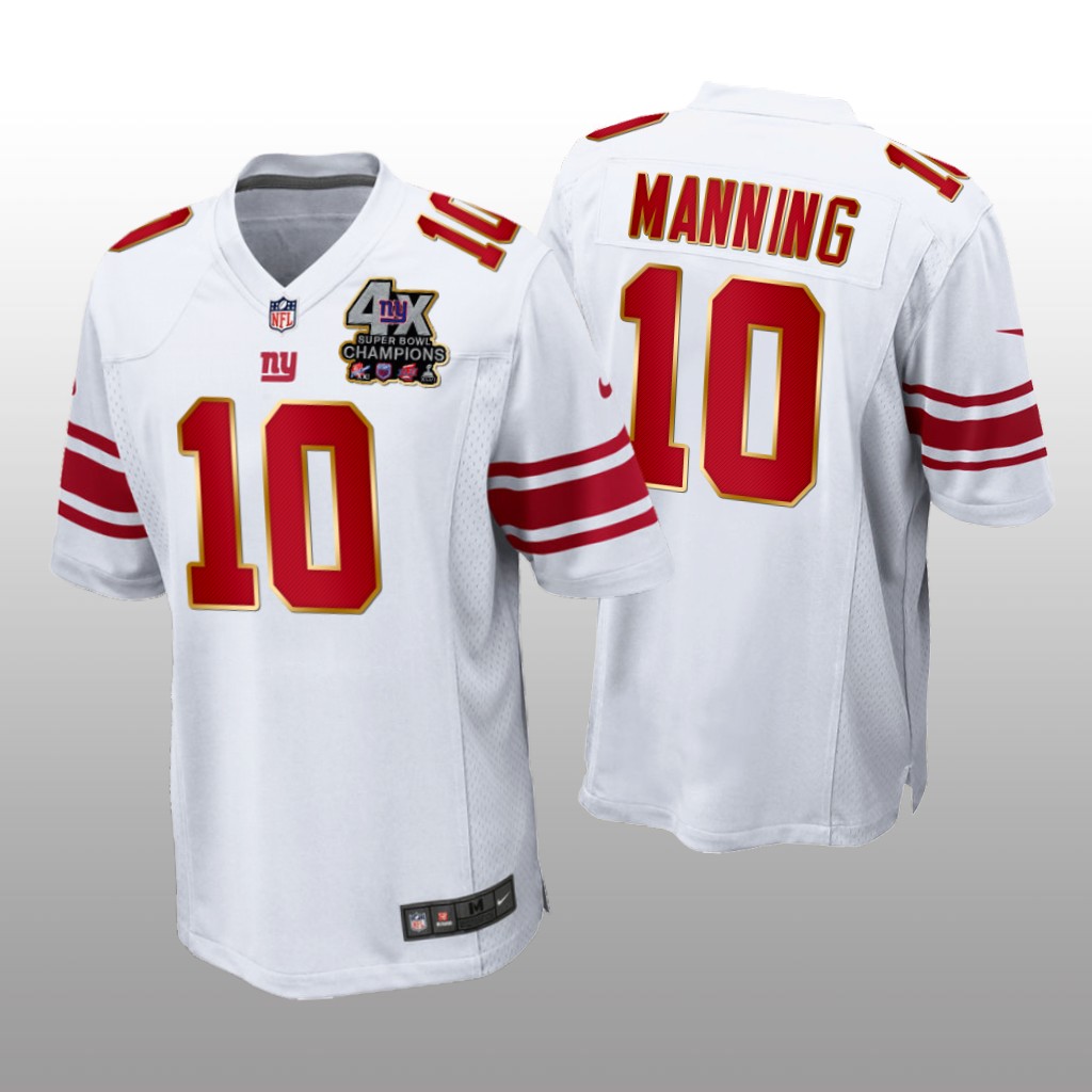 New York Giants Eli Manning White Game 4X Super Bowl Champions Patch - Men's
