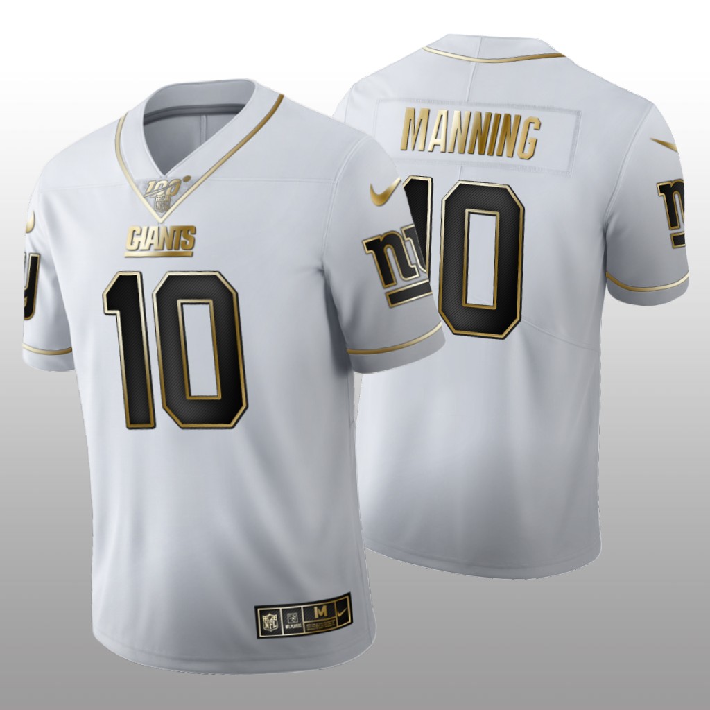 New York Giants Eli Manning White Golden Edition Jersey 100th Season Men's