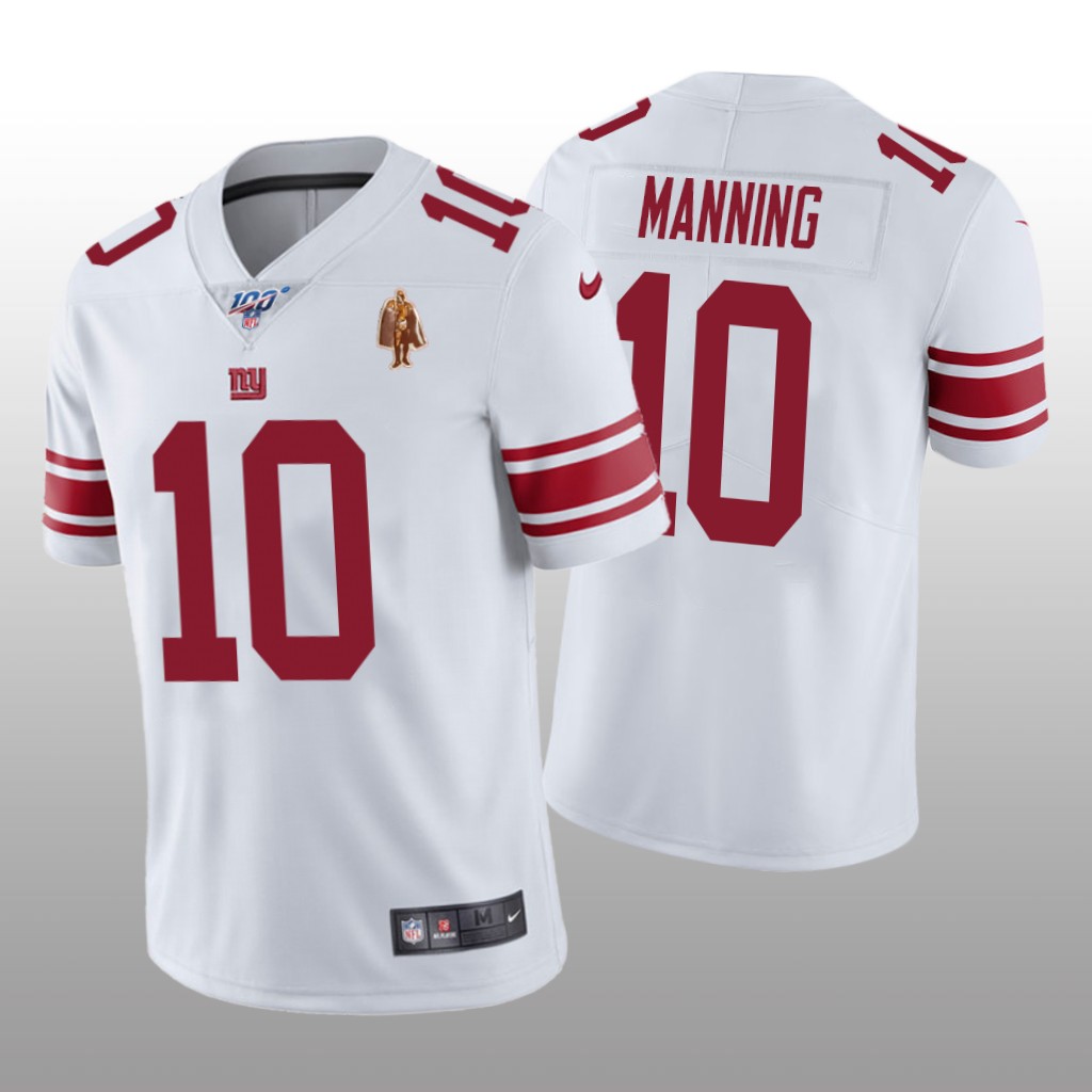 New York Giants Eli Manning White Jersey Walter Payton Man of the Year Award Patch - Men's