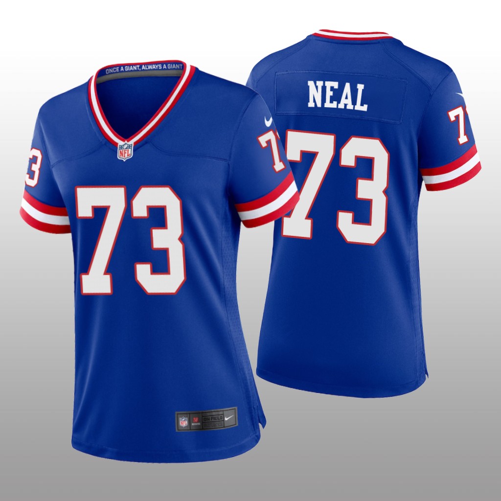 New York Giants Evan Neal Royal Jersey Classic Game - Women's