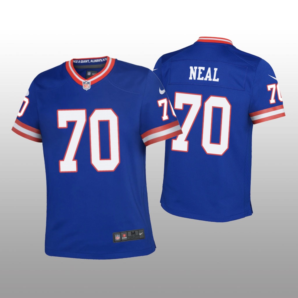 New York Giants Evan Neal Royal Jersey Classic Game - Youth