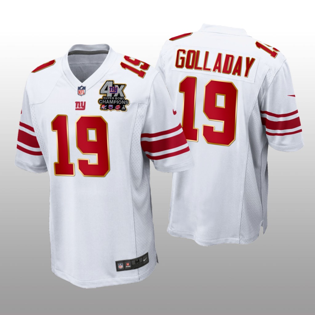 New York Giants Kenny Golladay White Game 4X Super Bowl Champions Patch - Men's