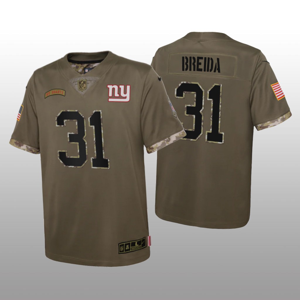 New York Giants Matt Breida Olive Limited Jersey 2022 Salute To Service - Youth