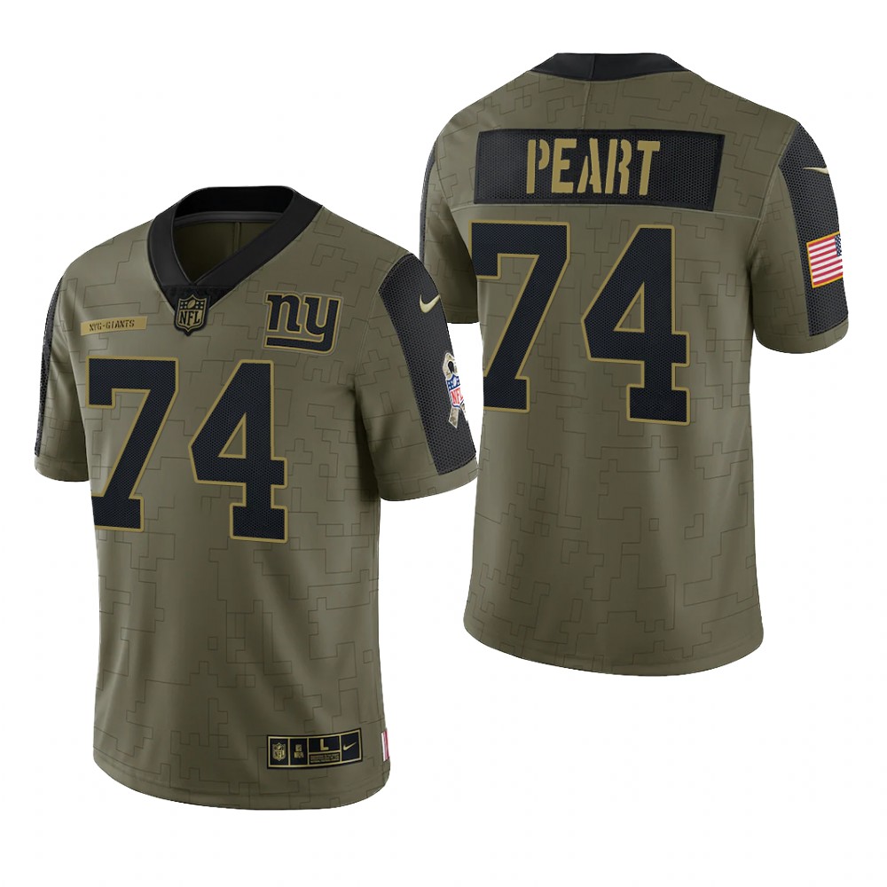 New York Giants Matt Peart Olive Limited Jersey 2021 Salute To Service - Men's