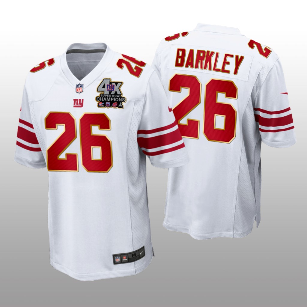 New York Giants Saquon Barkley White Game 4X Super Bowl Champions Patch - Men's