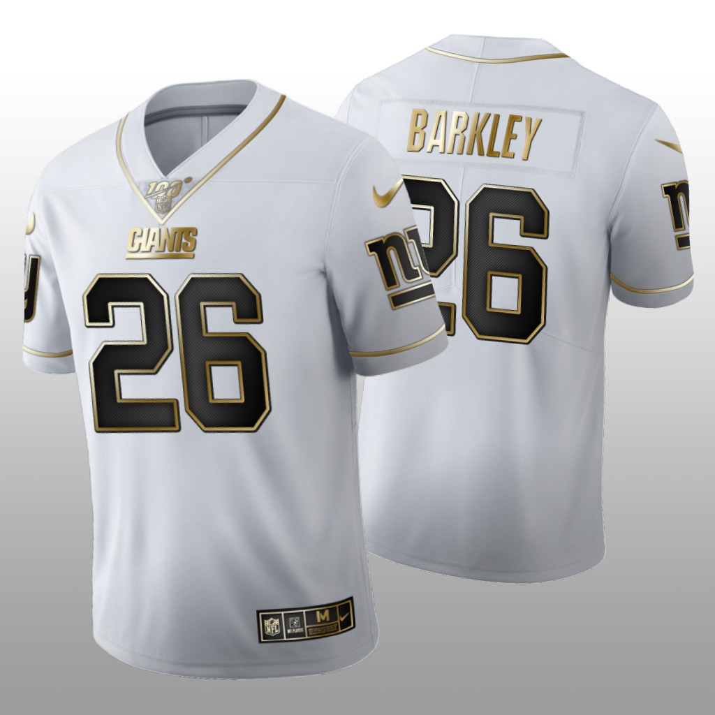 New York Giants Saquon Barkley White Golden Edition Jersey 100th Season Men's
