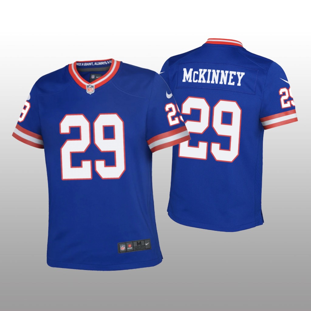 New York Giants Xavier McKinney Royal Jersey Classic Game - Youth