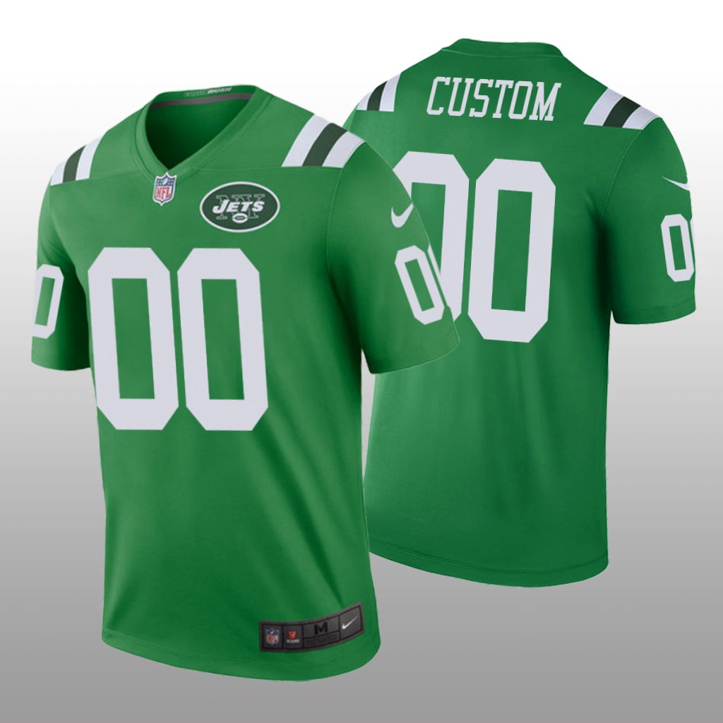 New York Jets #00 Custom Green legend color rush Jersey - Men's