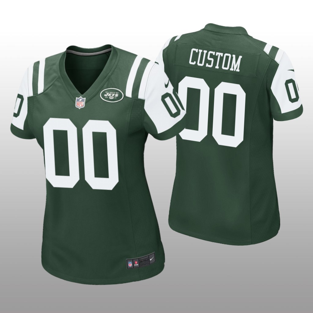 New York Jets #00 Green Custom Game Jersey - Women's