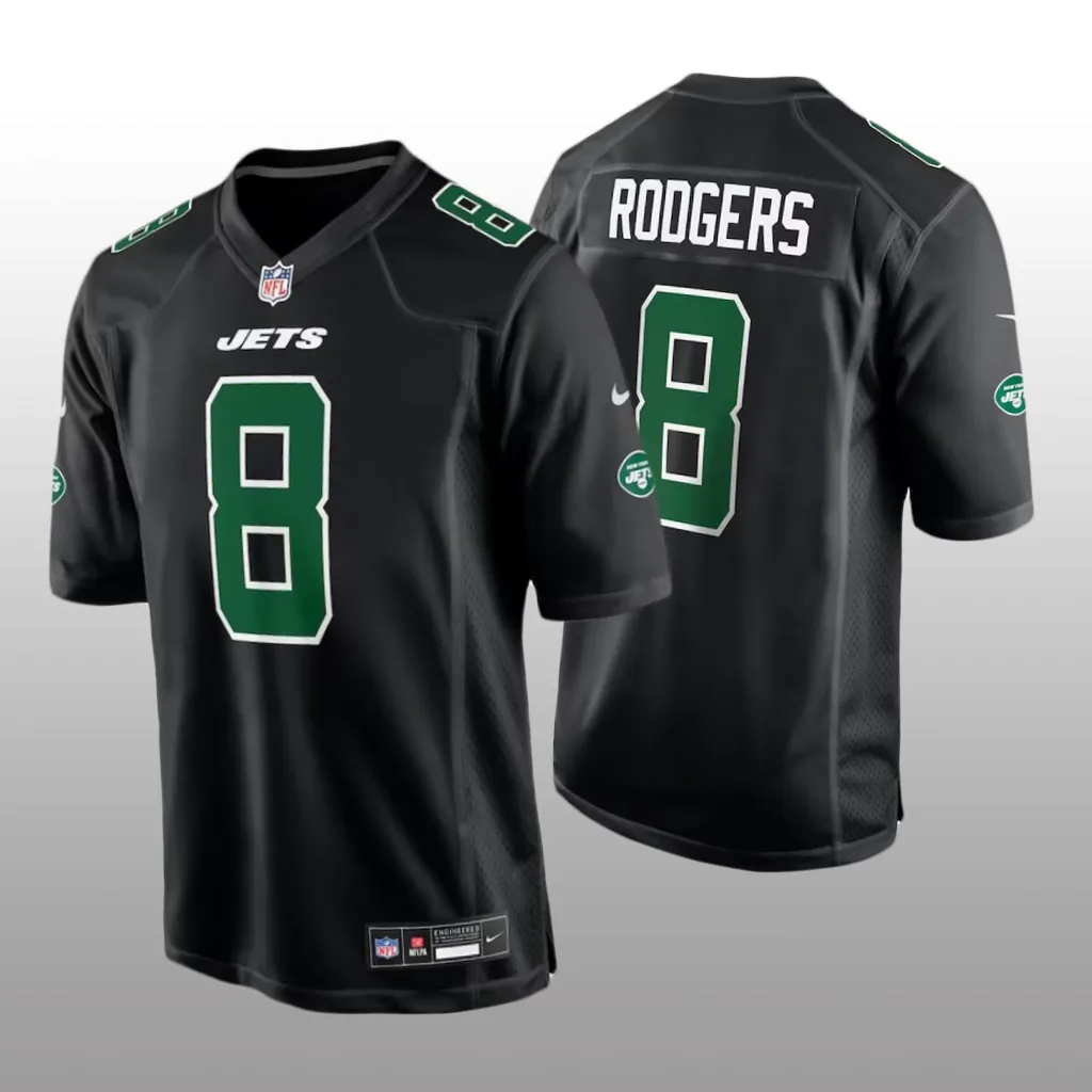 New York Jets Aaron Rodgers Black Jersey Fashion Game - Men's