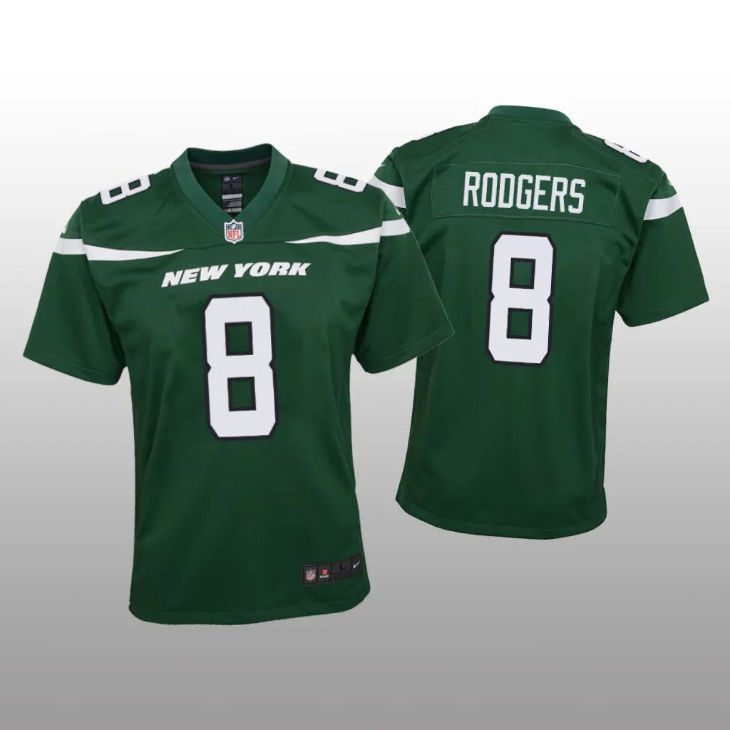 New York Jets Aaron Rodgers Green Jersey Game - Youth
