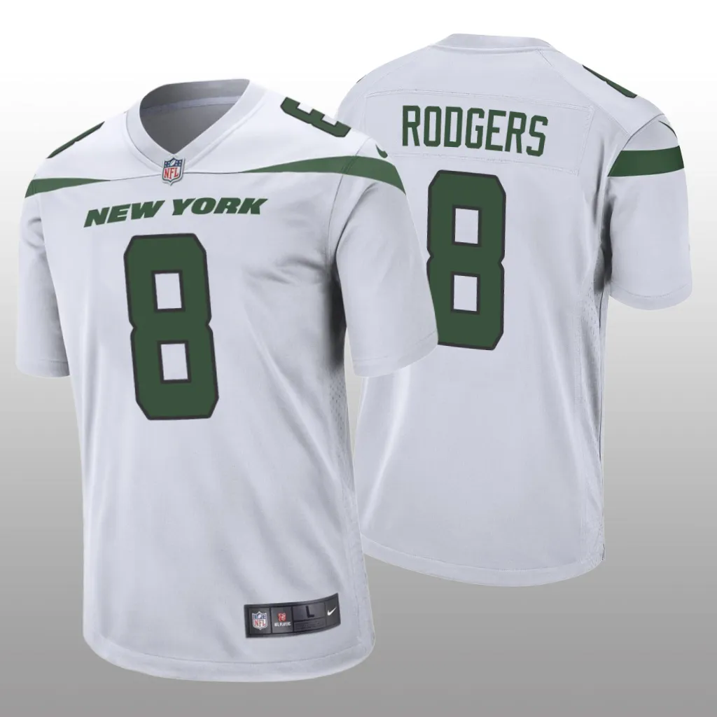 New York Jets Aaron Rodgers White Jersey Game - Men's