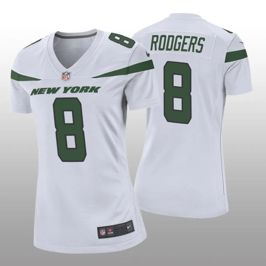 New York Jets Aaron Rodgers White Jersey Game - Women's