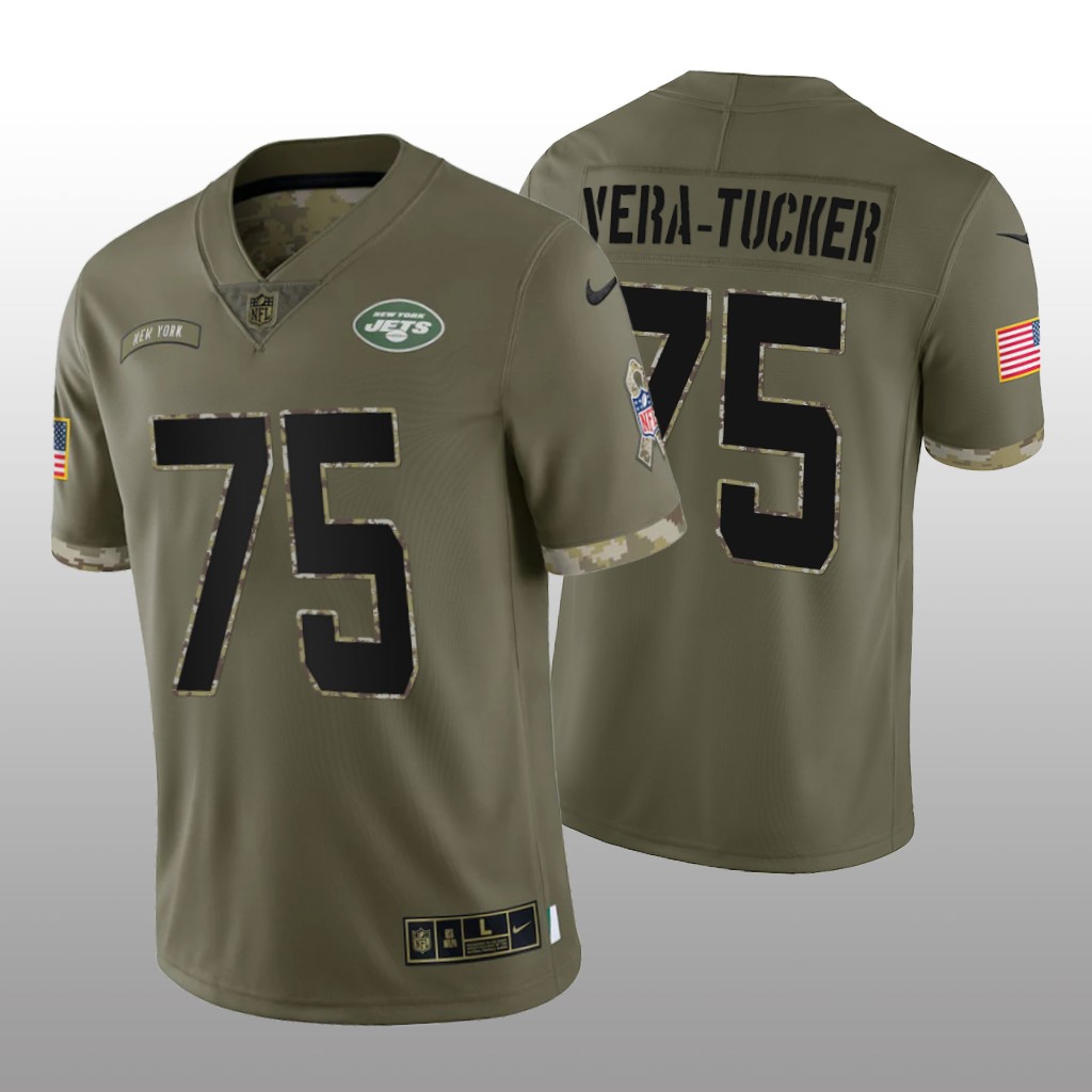 New York Jets Alijah Vera-Tucker Olive Limited Jersey 2022 Salute To Service - Men's