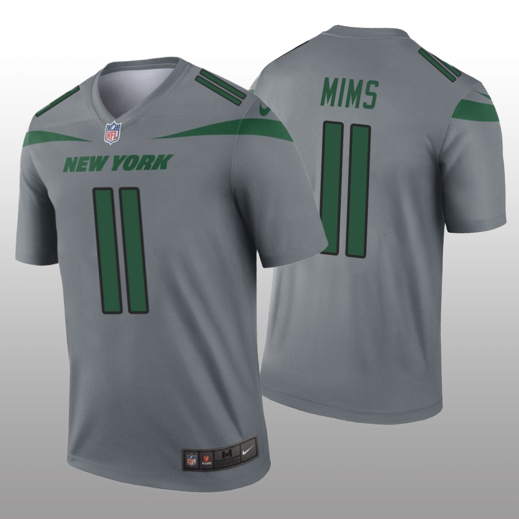 New York Jets Denzel Mims Gray Jersey Inverted Legend - Men's
