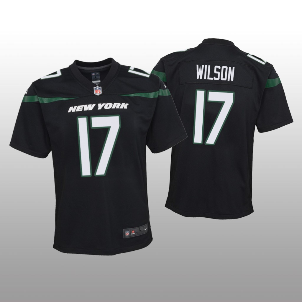New York Jets Garrett Wilson Black Jersey Game - Youth