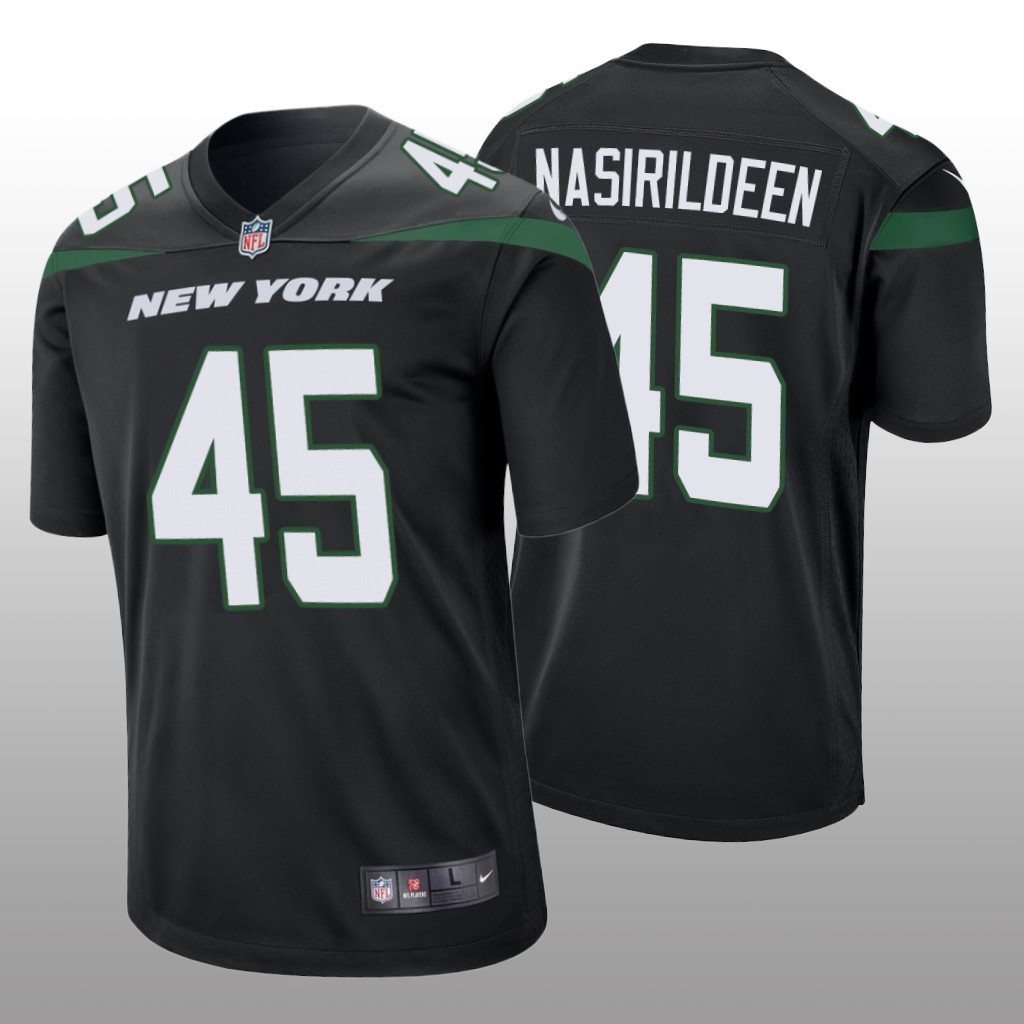 New York Jets Hamsah Nasirildeen Black Jersey Game - Men's