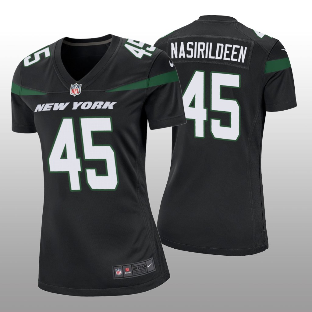 New York Jets Hamsah Nasirildeen Black Jersey Game - Women's