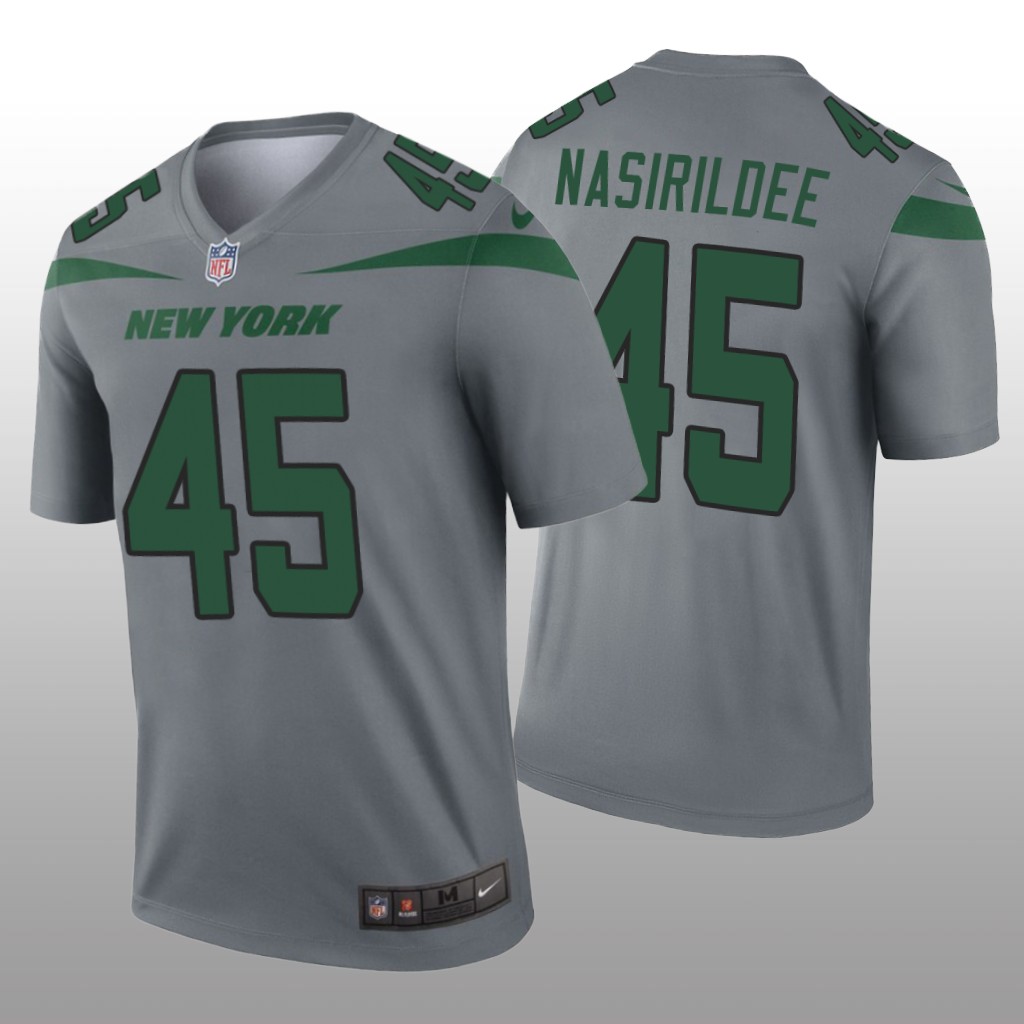 New York Jets Hamsah Nasirildeen Gray Jersey Inverted Legend - Men's