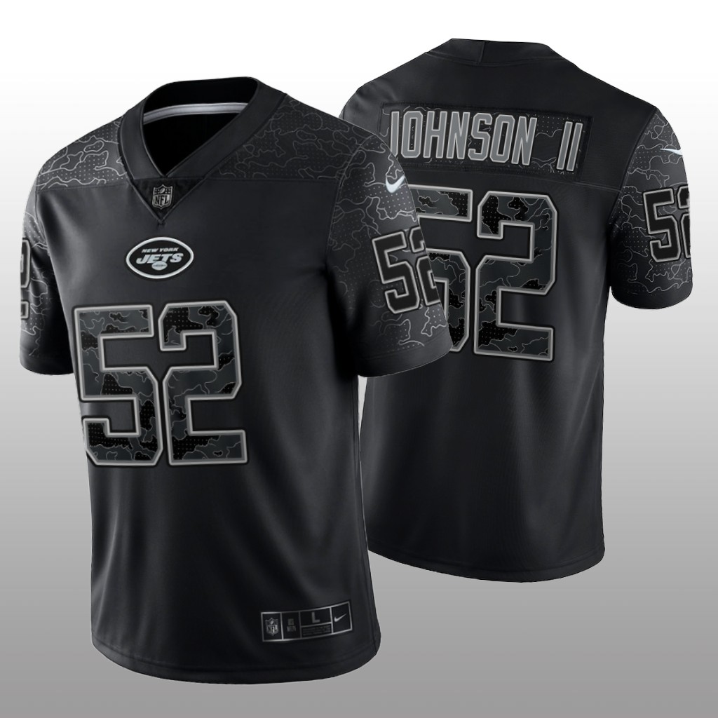 New York Jets Jermaine Johnson II Black Jersey Reflective Limited - Men's
