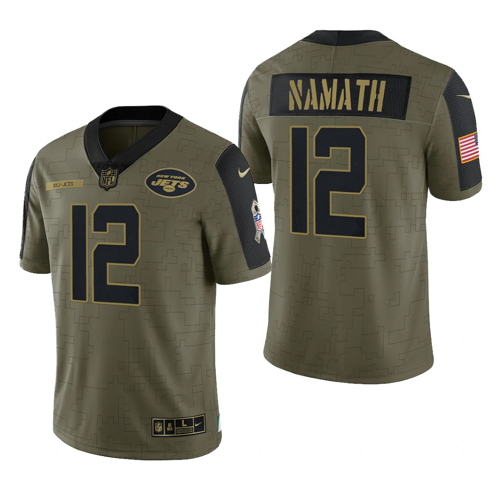 New York Jets Joe Namath Olive Limited Jersey 2021 Salute To Service - Men's