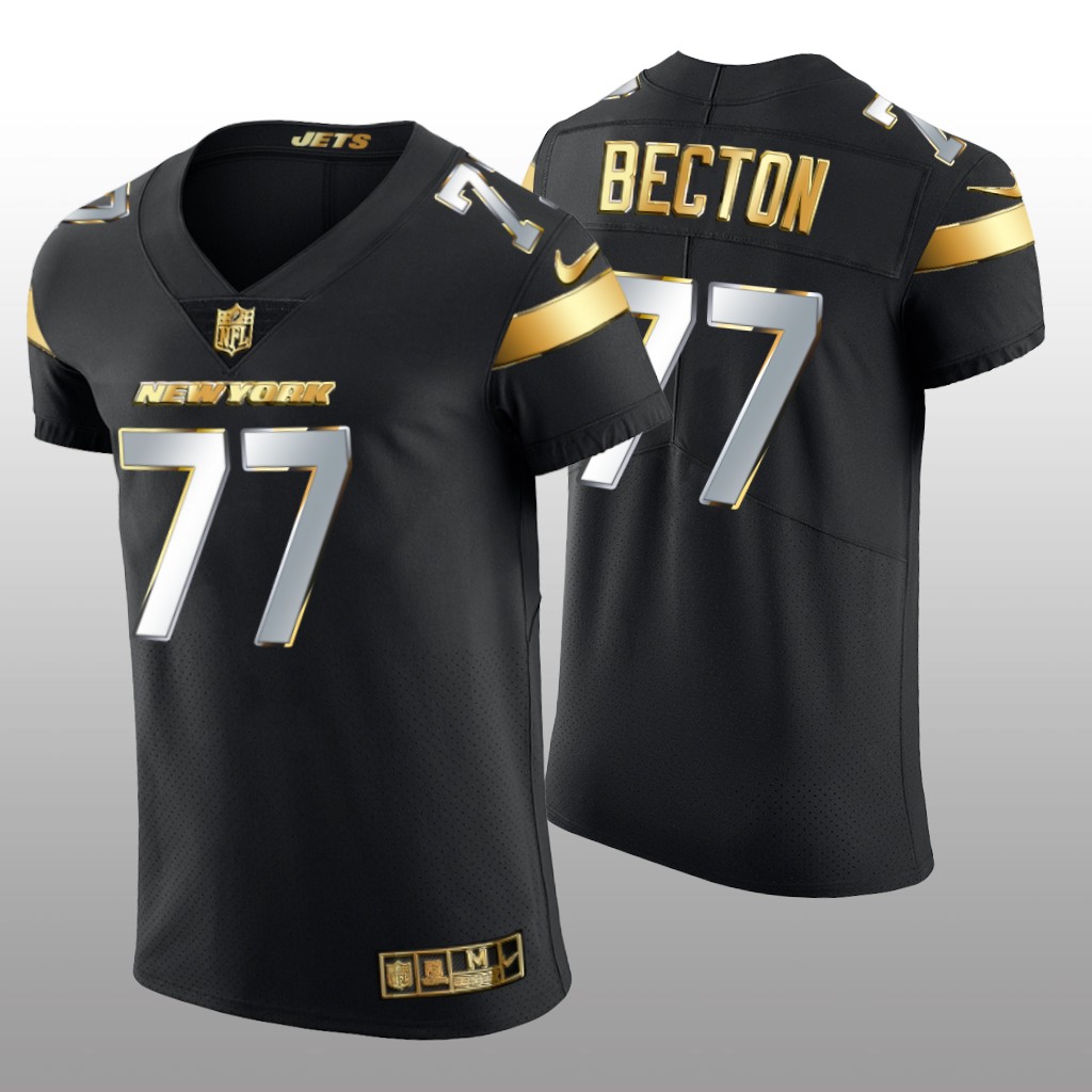 New York Jets Mekhi Becton Black Elite Jersey Golden Edition Men's