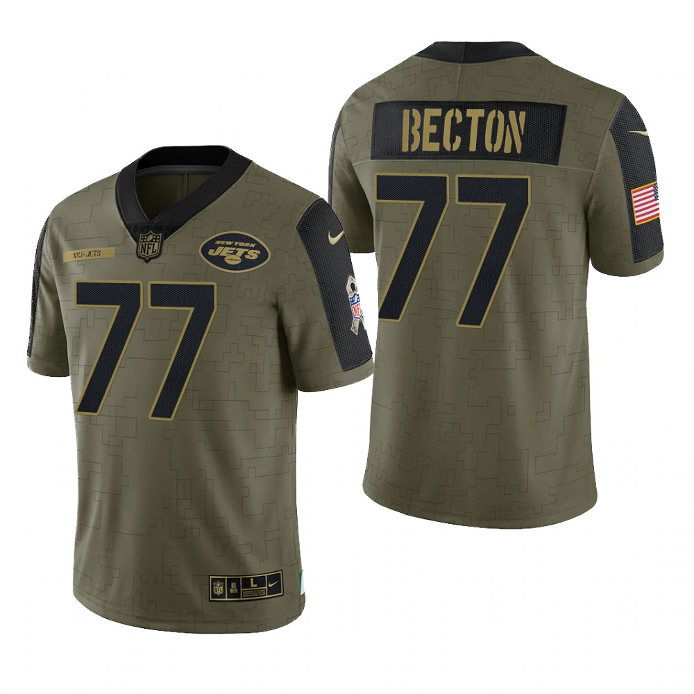 New York Jets Mekhi Becton Olive Limited Jersey 2021 Salute To Service - Men's