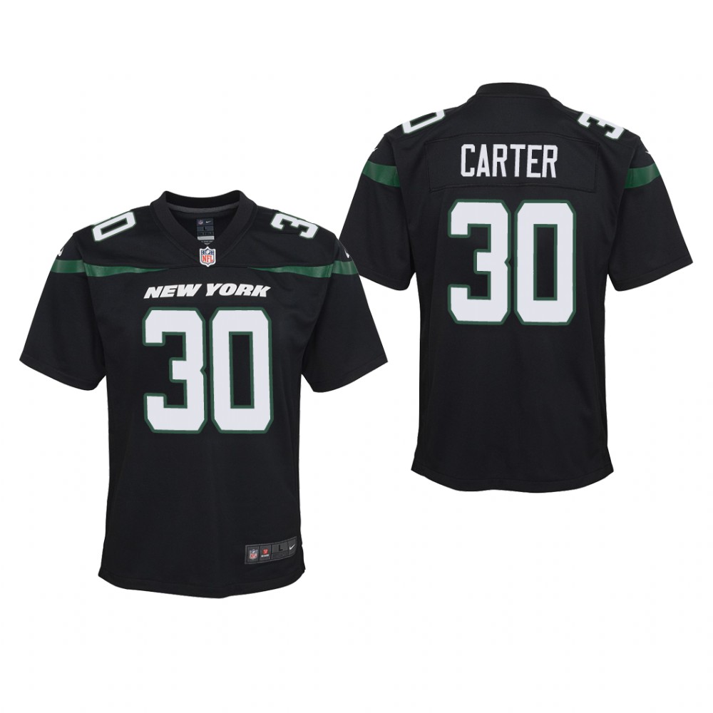 New York Jets Michael Carter Black Jersey Game - Youth