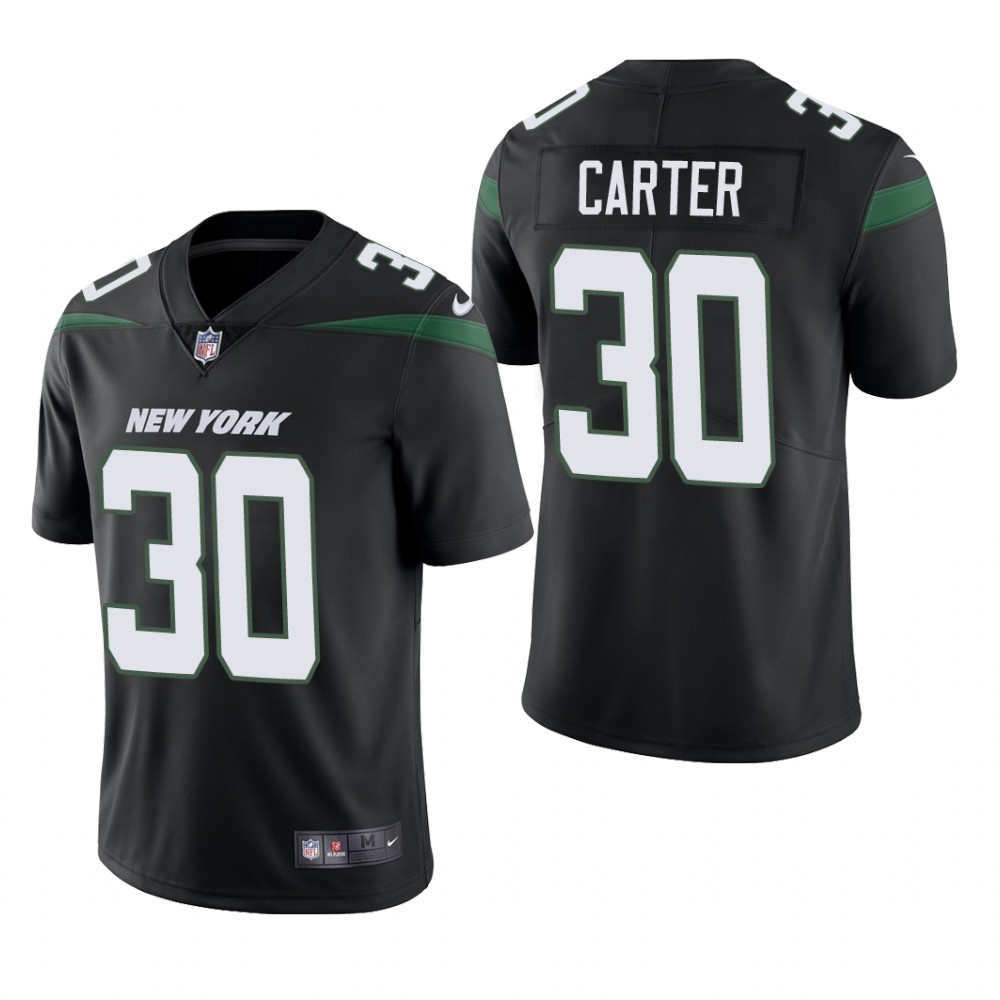 New York Jets Michael Carter Black Jersey Vapor Limited - Men's