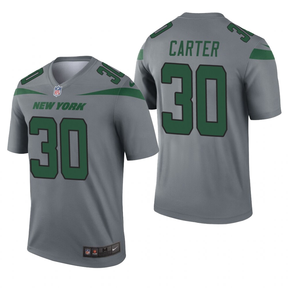 New York Jets Michael Carter Gray Jersey Inverted Legend - Men's
