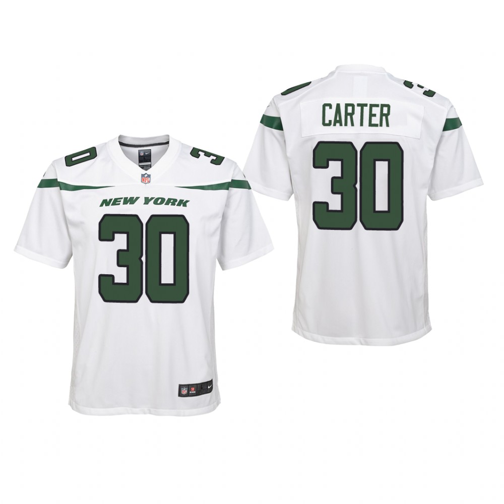 New York Jets Michael Carter White Jersey Game - Youth