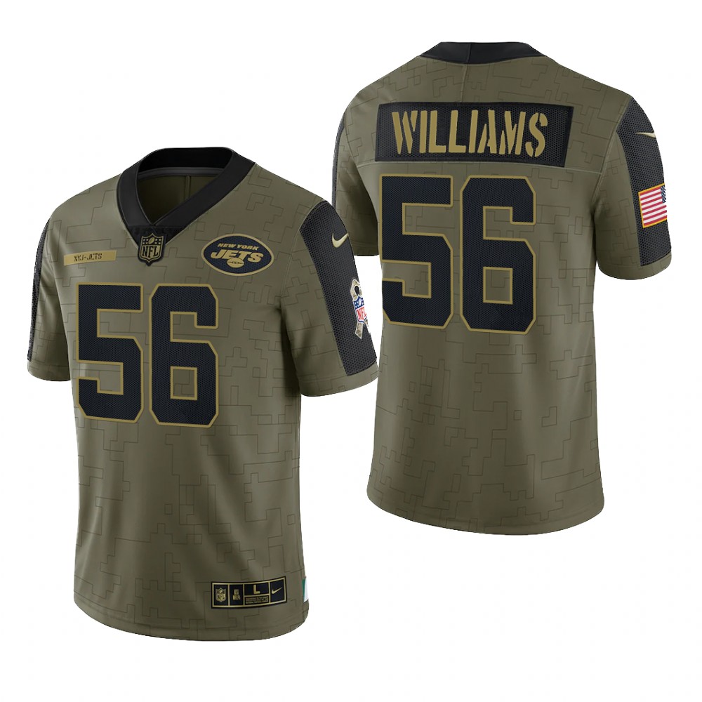 New York Jets Quincy Williams Olive Limited Jersey 2021 Salute To Service - Men's