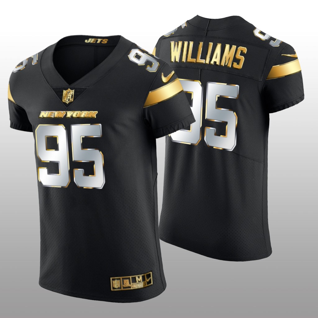 New York Jets Quinnen Williams Black Elite Jersey Golden Edition Men's