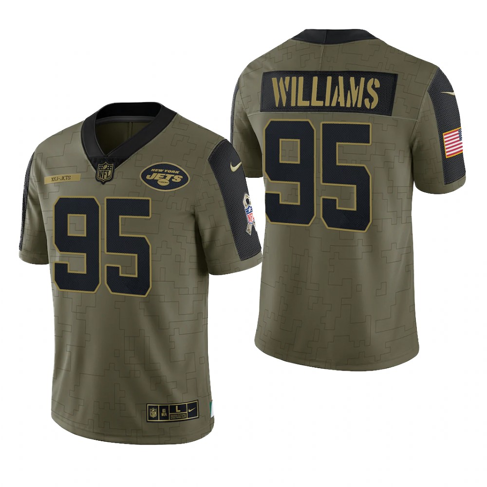 New York Jets Quinnen Williams Olive Limited Jersey 2021 Salute To Service - Men's