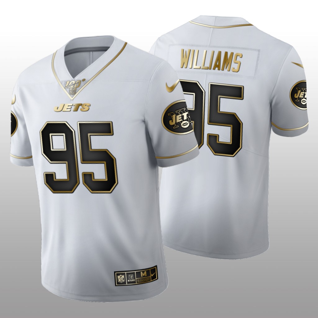 New York Jets Quinnen Williams White Golden Edition Jersey 100th Season Men's