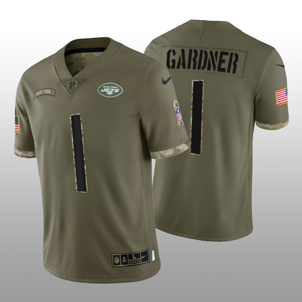 New York Jets Sauce Gardner Olive Limited Jersey 2022 Salute To Service - Men's