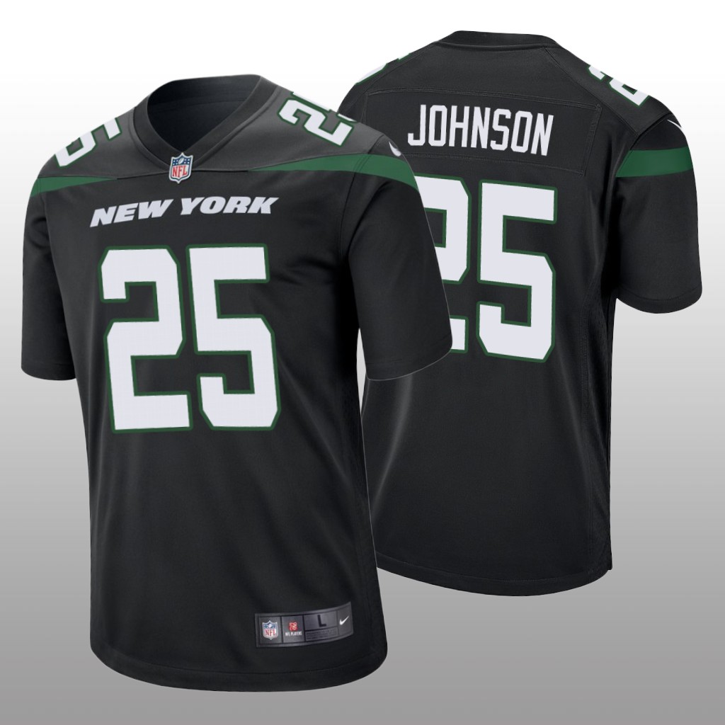 New York Jets Ty Johnson Black Jersey Game - Men's