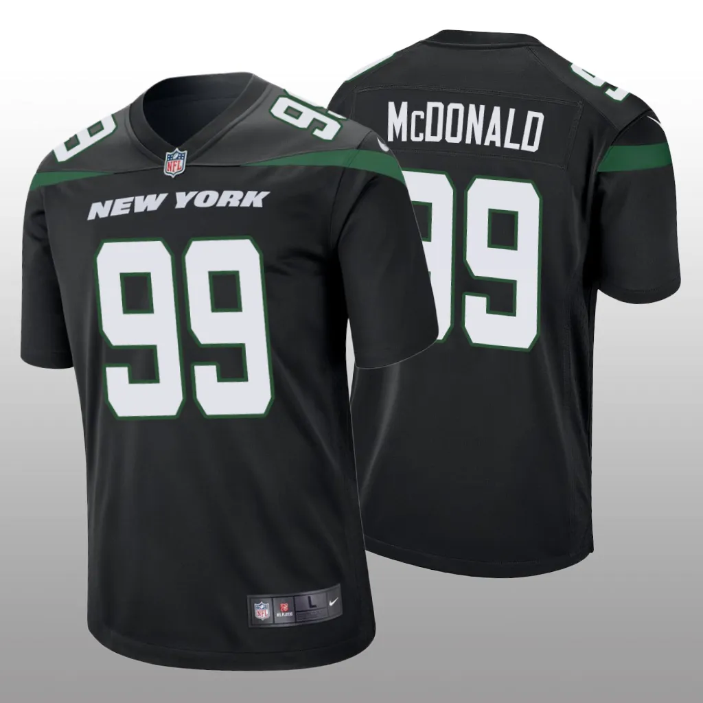 New York Jets Will McDonald Black Jersey Game - Men's