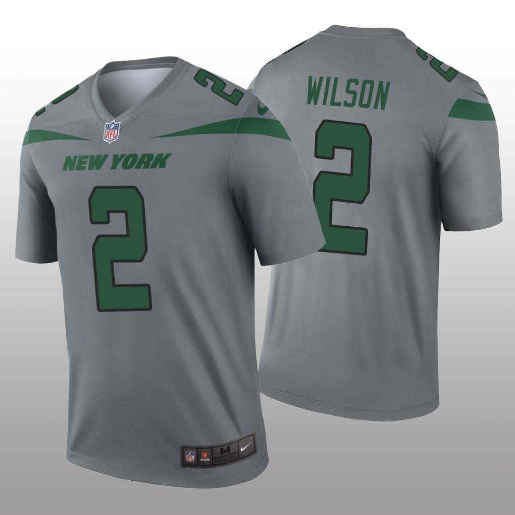 New York Jets Zach Wilson Gray Jersey Inverted Legend - Men's