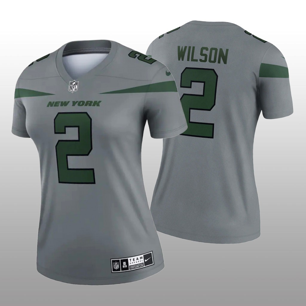 New York Jets Zach Wilson Gray Jersey Inverted Legend - Women's